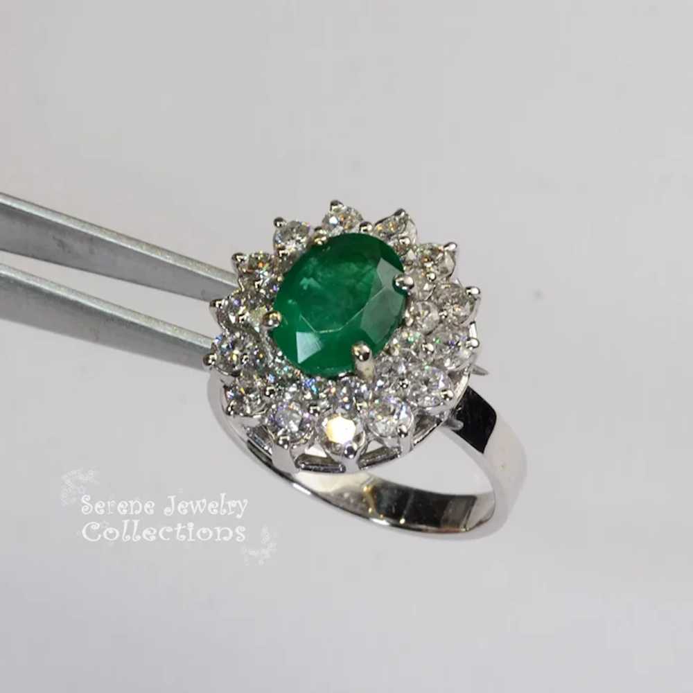 1.43CT Emerald Diamond 18k Solid Gold Ring Estate… - image 5