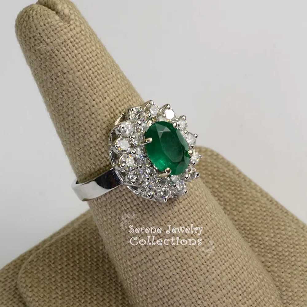 1.43CT Emerald Diamond 18k Solid Gold Ring Estate… - image 6