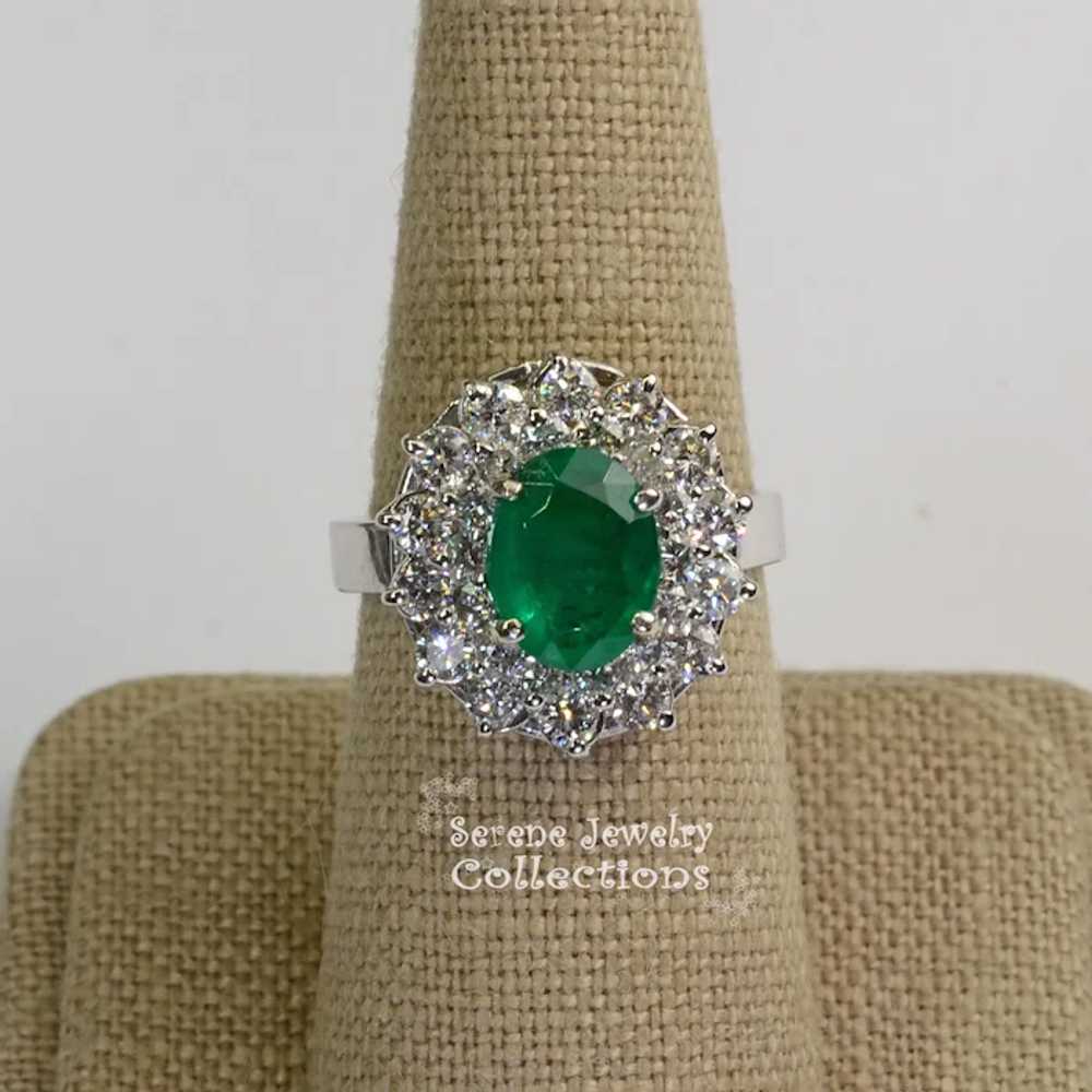 1.43CT Emerald Diamond 18k Solid Gold Ring Estate… - image 7