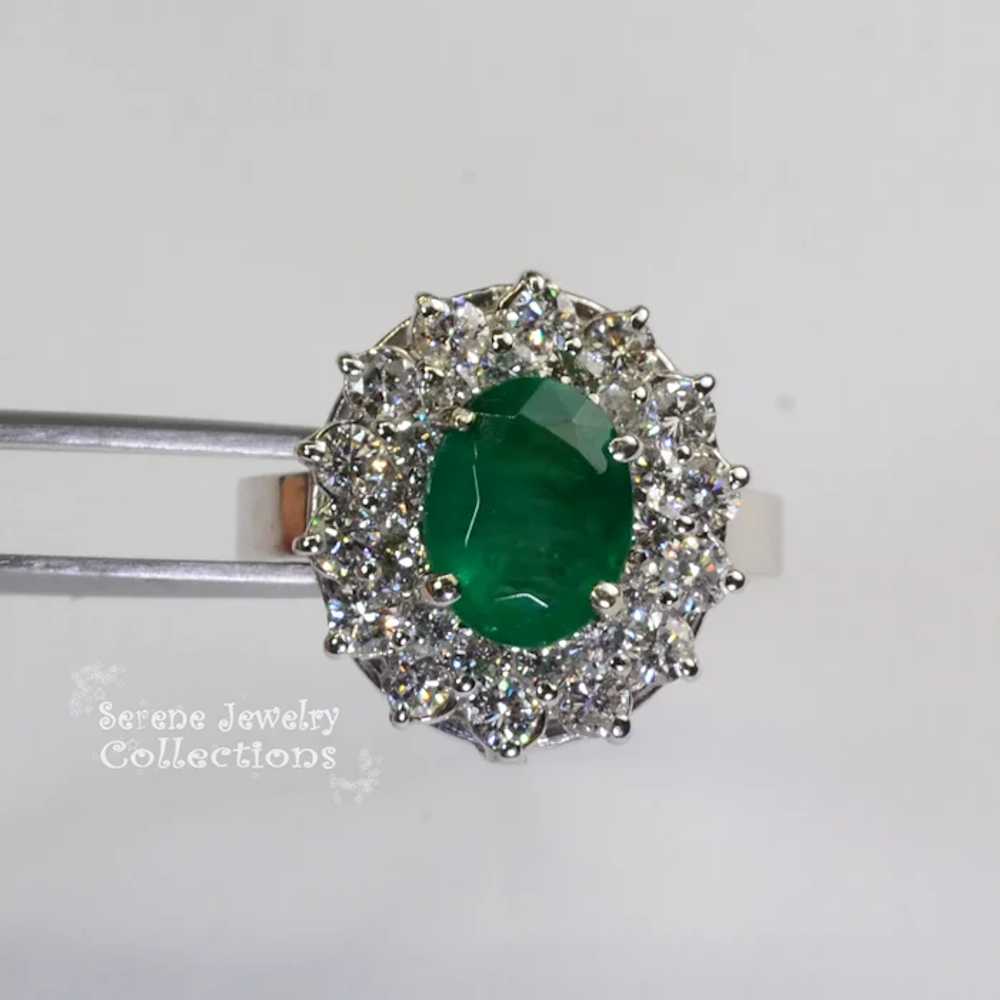 1.43CT Emerald Diamond 18k Solid Gold Ring Estate… - image 8