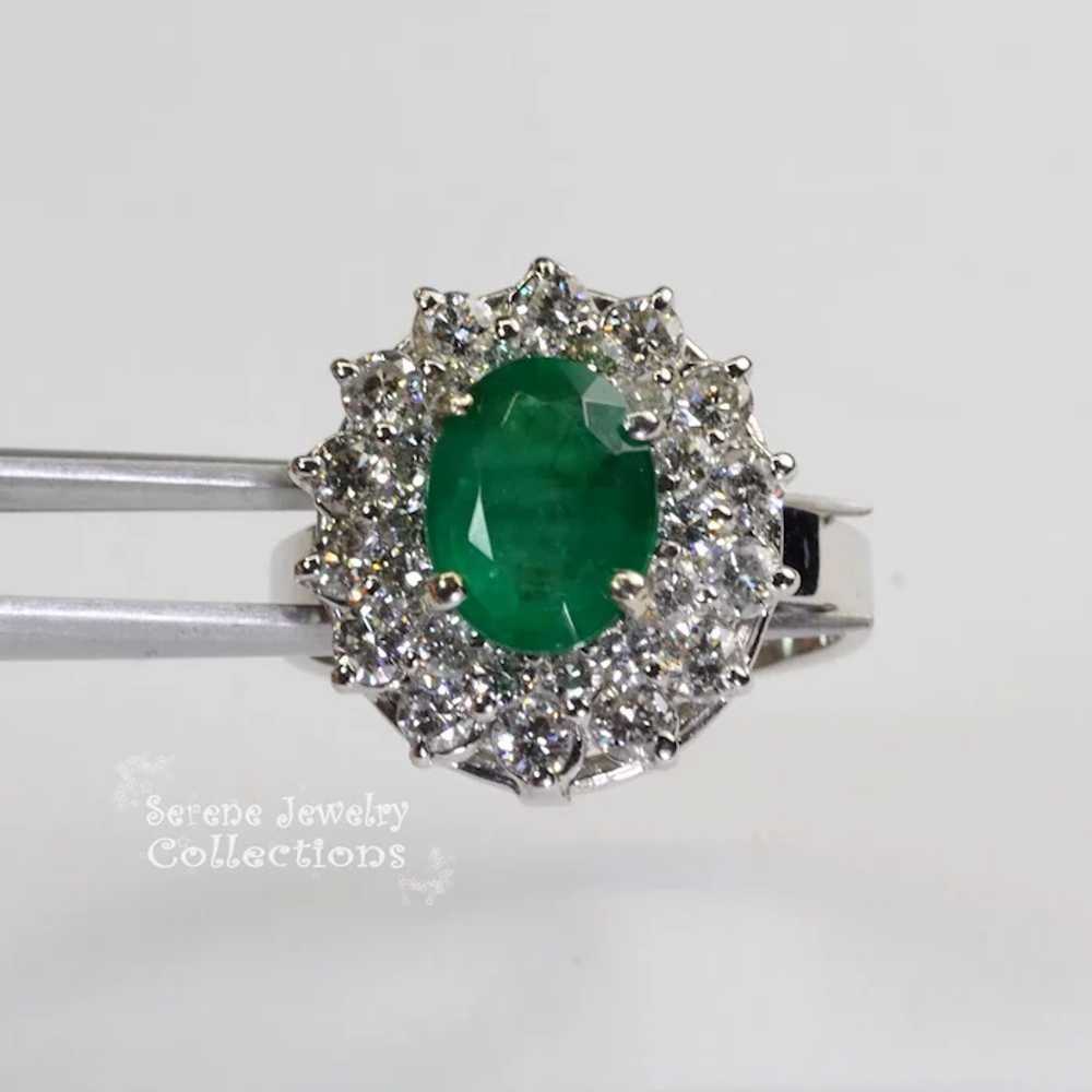 1.43CT Emerald Diamond 18k Solid Gold Ring Estate… - image 9