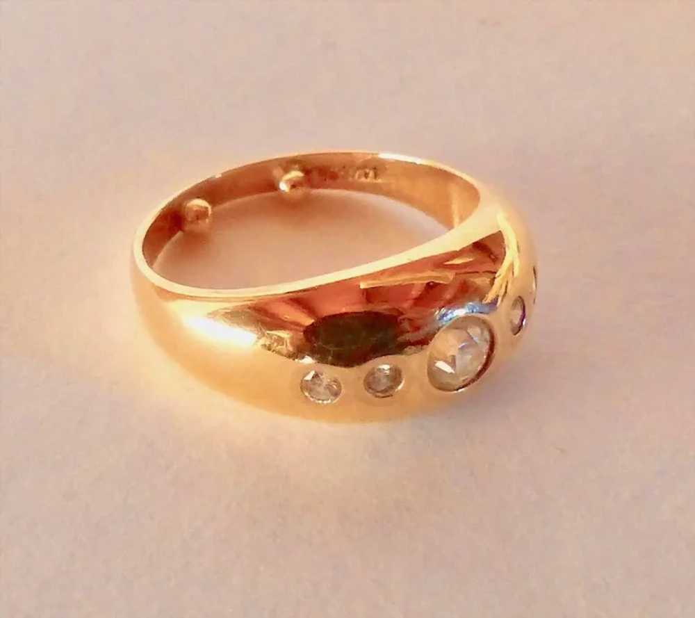 Antique European Cut Diamond  Gypsy 14K Gold Ring - image 2