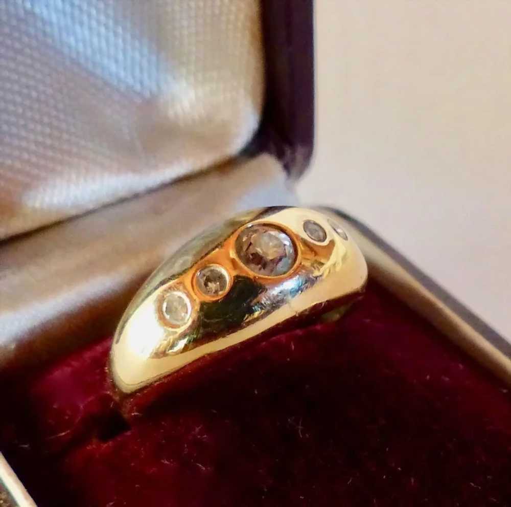 Antique European Cut Diamond  Gypsy 14K Gold Ring - image 3