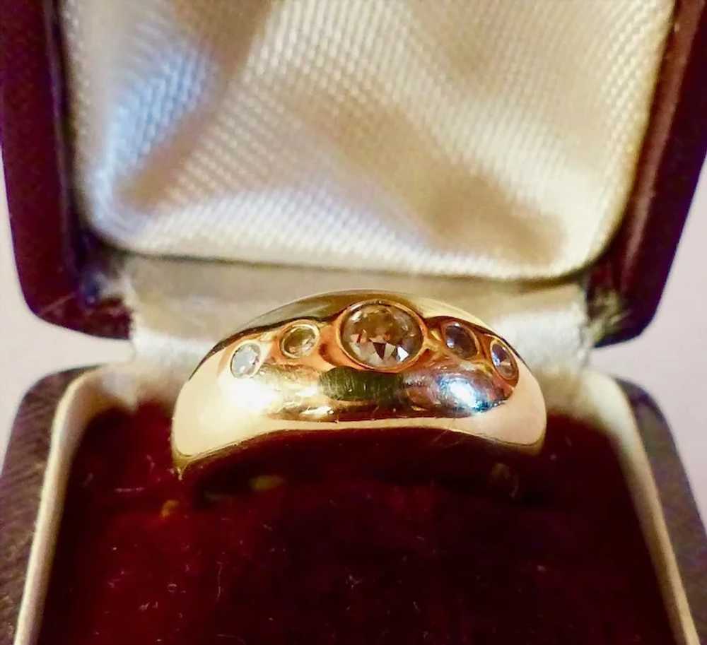 Antique European Cut Diamond  Gypsy 14K Gold Ring - image 4