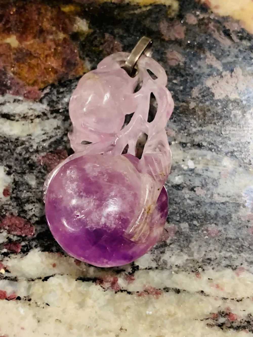 A vintage carved amethyst fruit pendant - image 3