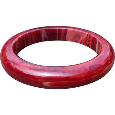 Dark Red Marbled Bakelite Bracelet - image 1