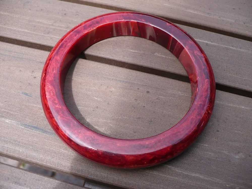 Dark Red Marbled Bakelite Bracelet - image 2