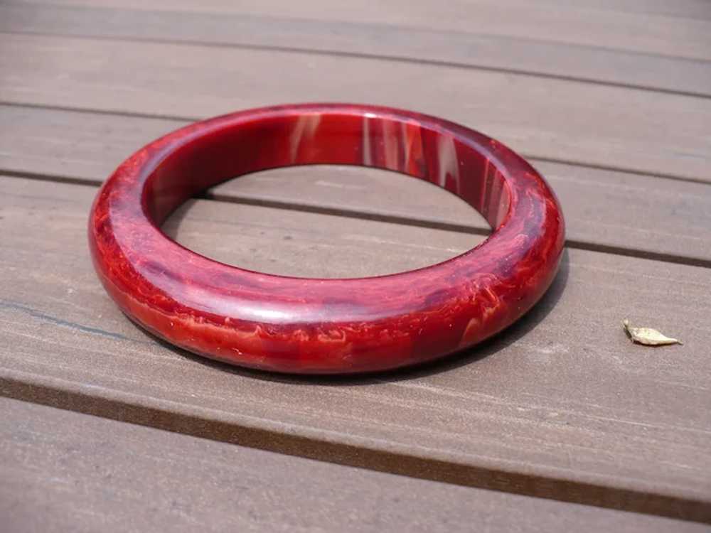 Dark Red Marbled Bakelite Bracelet - image 3