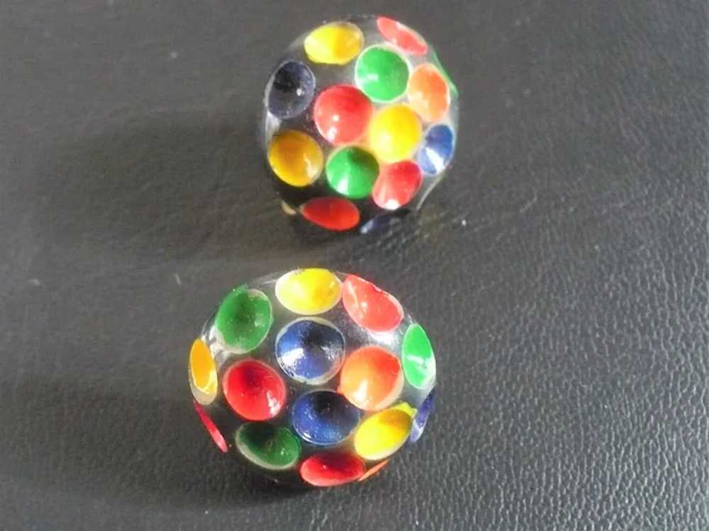 Bakelite Painted Dot earrings - image 2