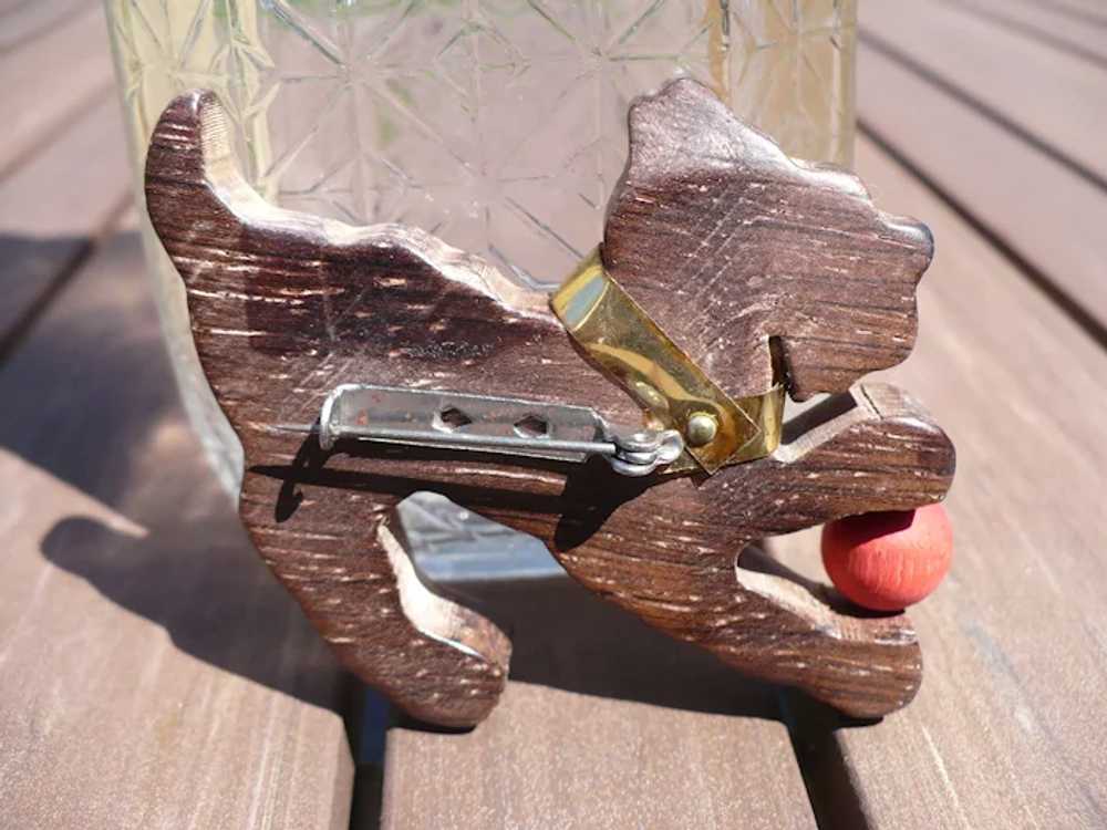 Hand Carved Wood Dog Pin - image 2
