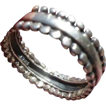 Sterling Beaded Edge Band Ring - image 1