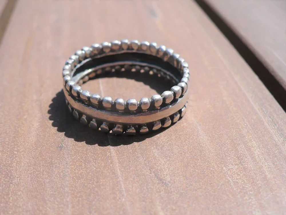 Sterling Beaded Edge Band Ring - image 2