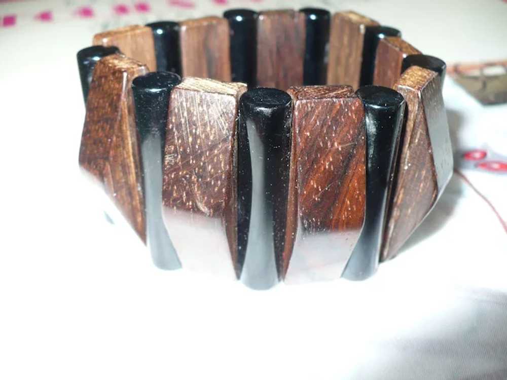 Bakelite Wood Stretch  Bracelet - image 2