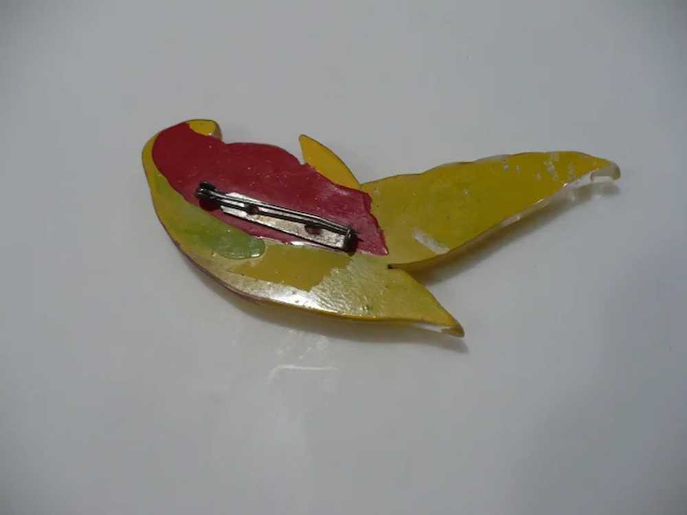Carved Lucite Bird Pin - image 2