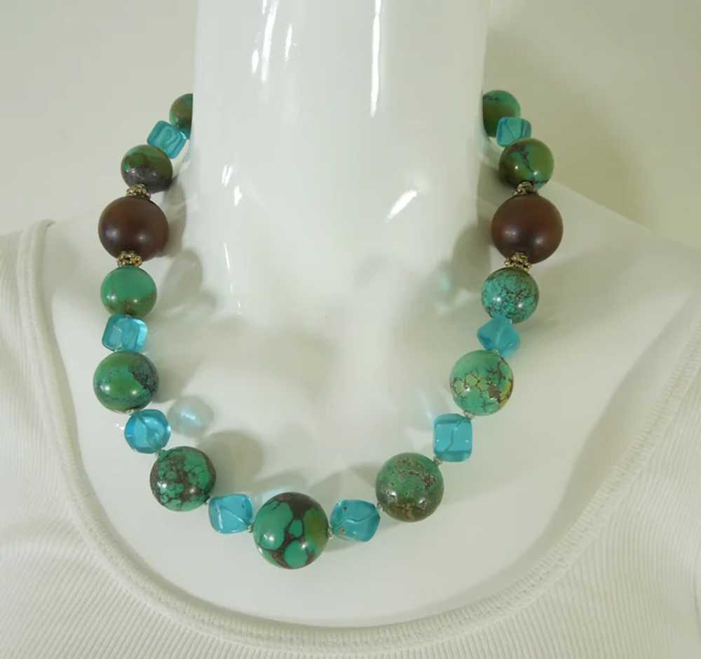 Vintage Chinese Turquoise Baltic Amber Fluorite S… - image 10