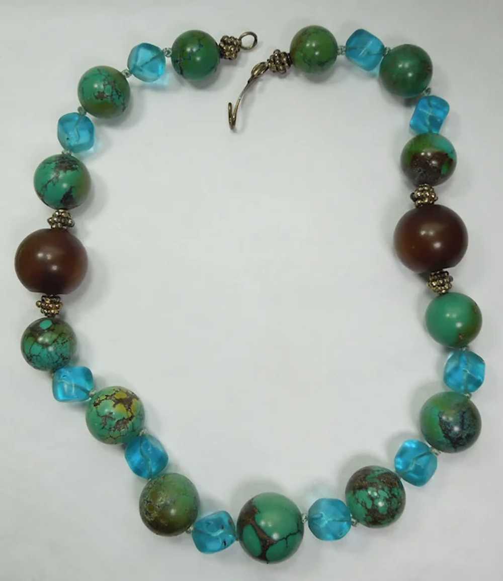 Vintage Chinese Turquoise Baltic Amber Fluorite S… - image 8