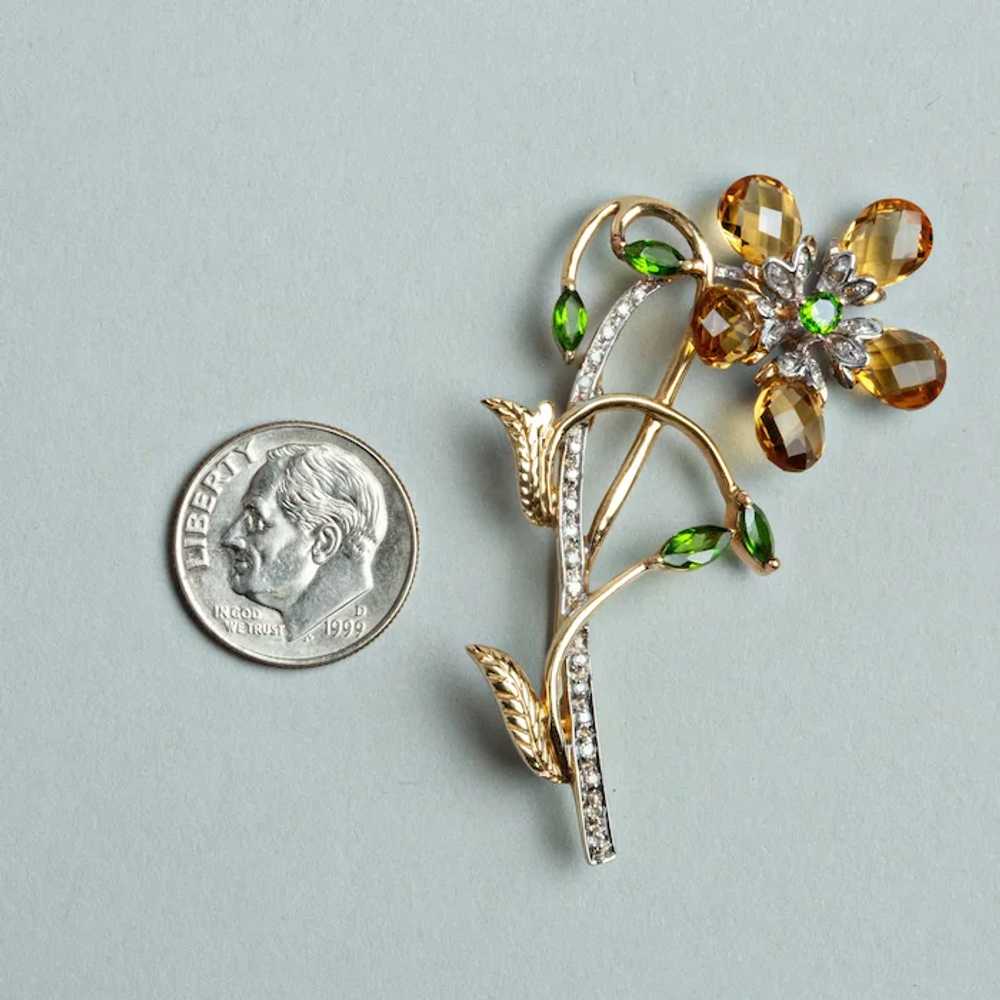 Estate 14K Two-toned Gold Flower Brooch/Pin with … - image 2