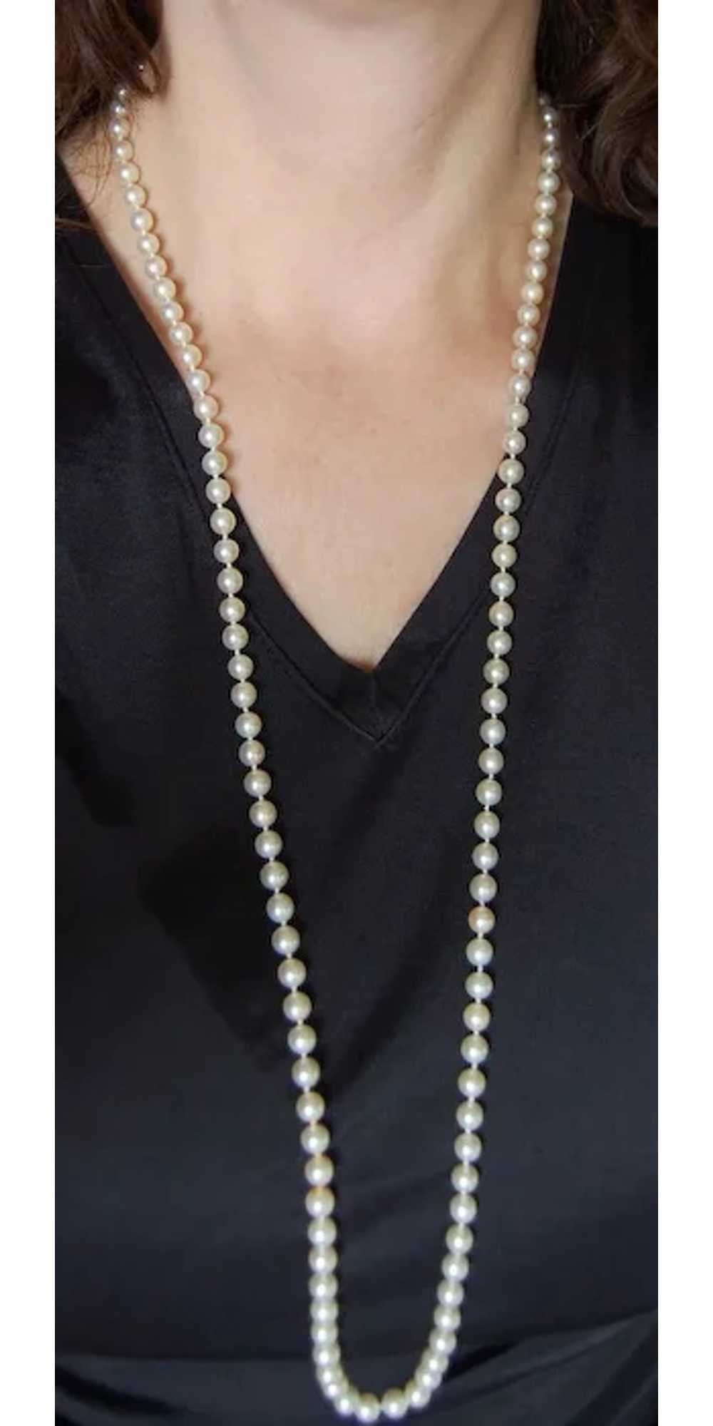 Long White PEARL NECKLACE - Fine, Lustrous, 34 1/… - image 1