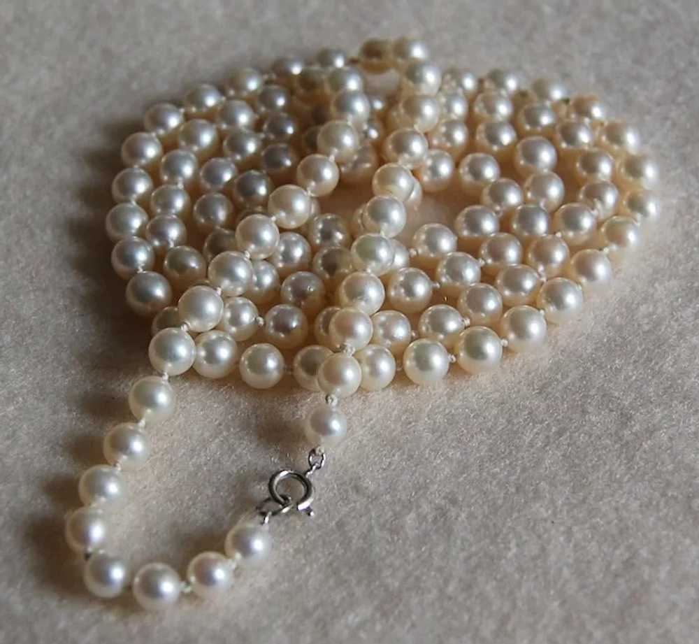 Long White PEARL NECKLACE - Fine, Lustrous, 34 1/… - image 2