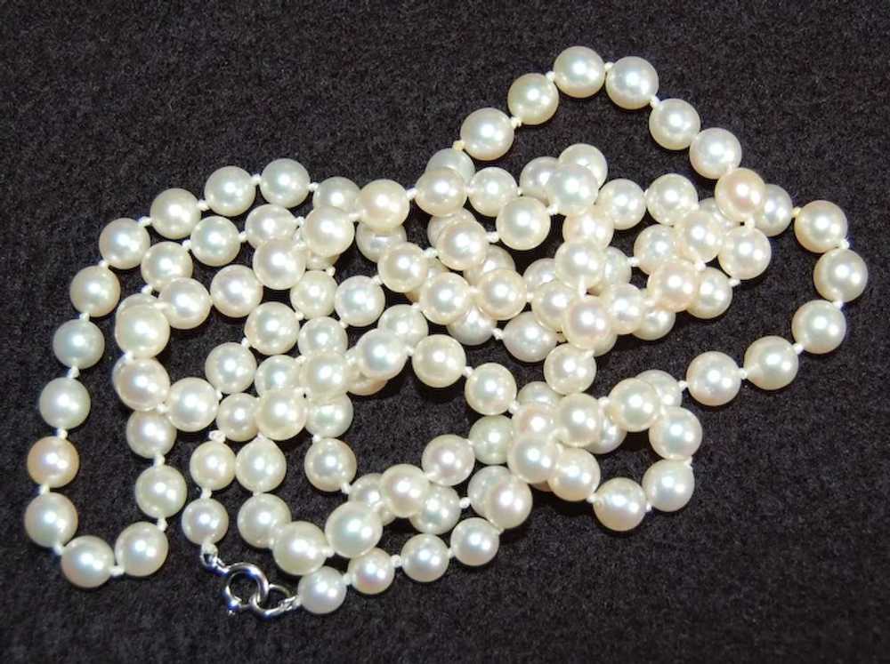 Long White PEARL NECKLACE - Fine, Lustrous, 34 1/… - image 3