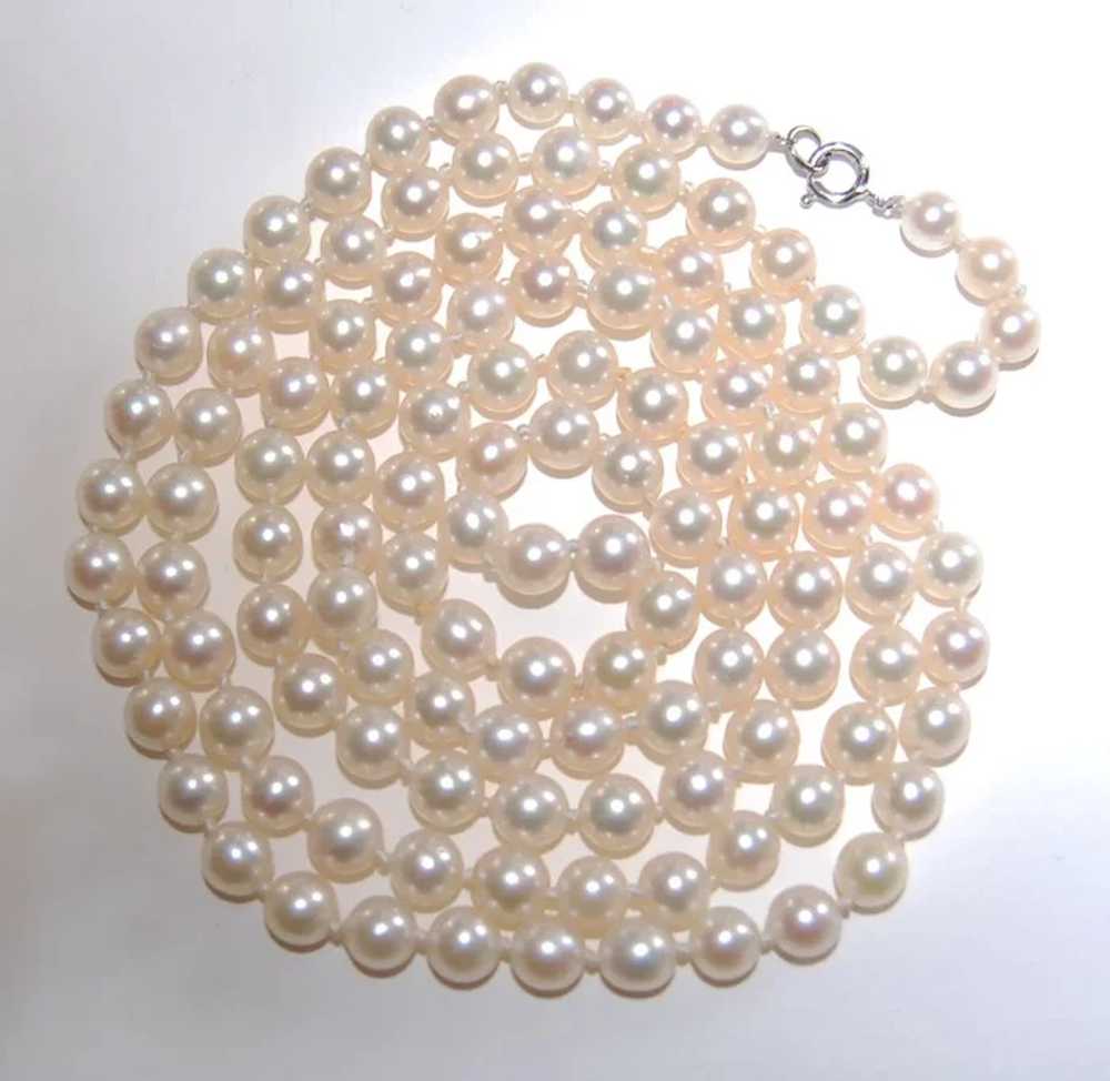 Long White PEARL NECKLACE - Fine, Lustrous, 34 1/… - image 6