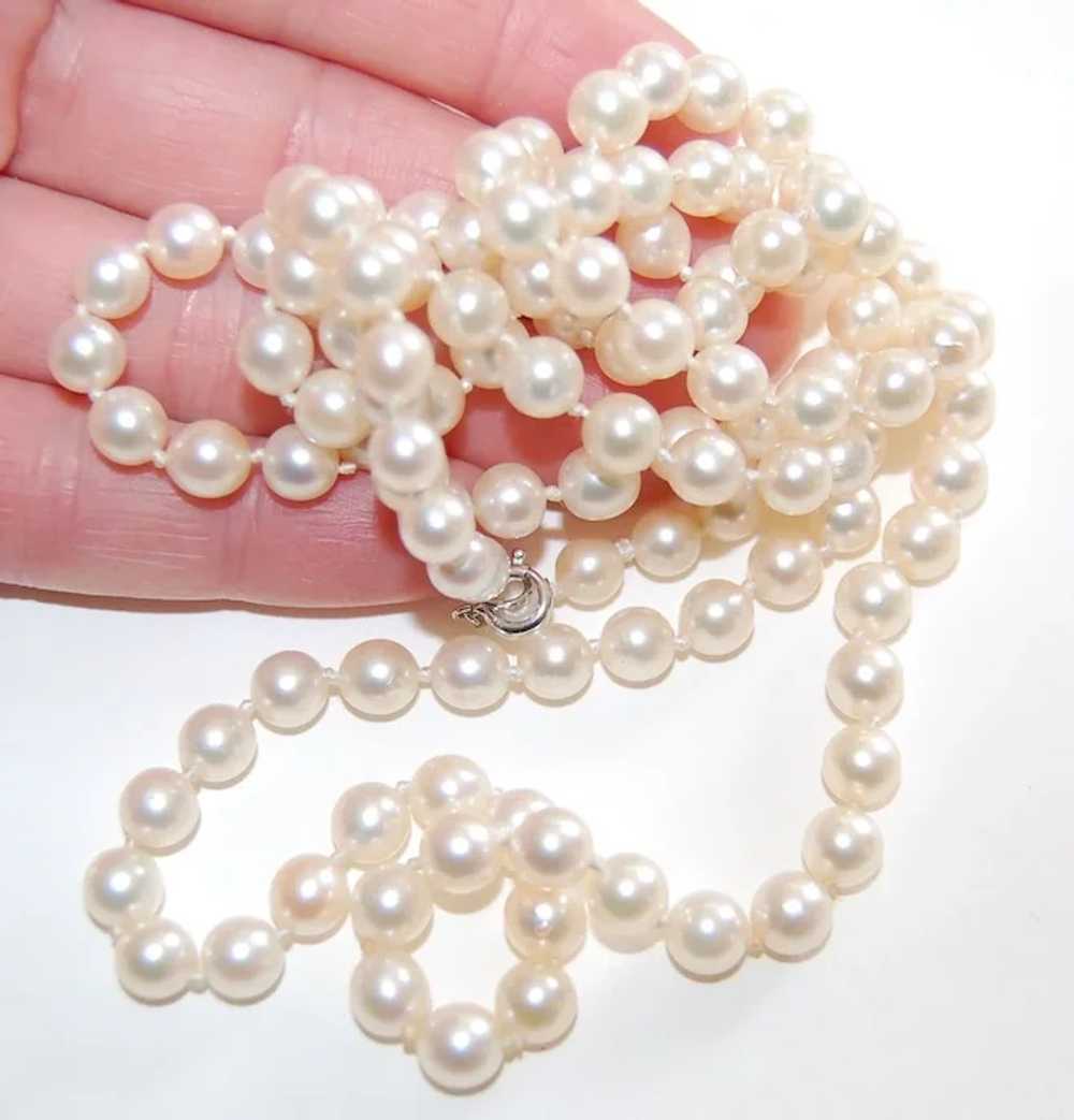 Long White PEARL NECKLACE - Fine, Lustrous, 34 1/… - image 7