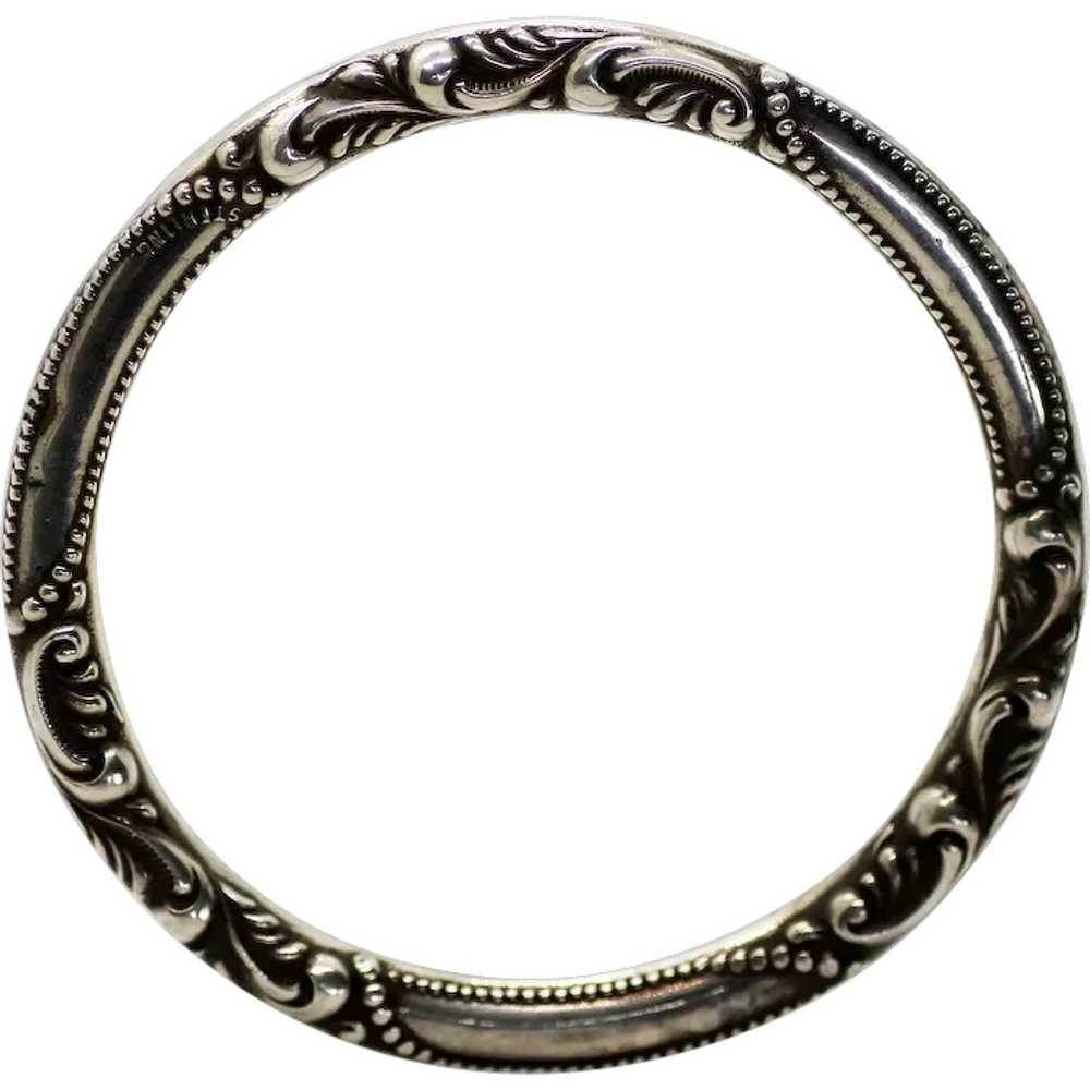 Victorian Sterling Handcrafted Repousse Bangle Br… - image 1