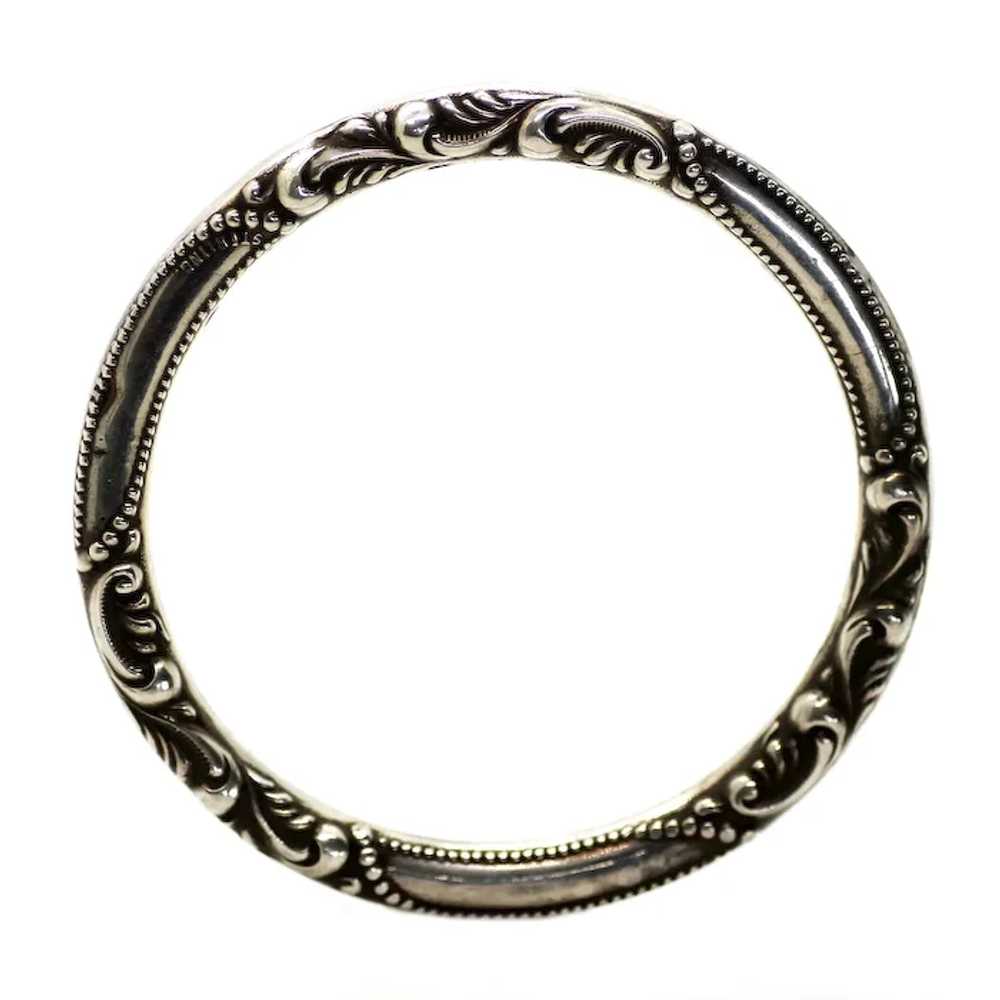 Victorian Sterling Handcrafted Repousse Bangle Br… - image 4