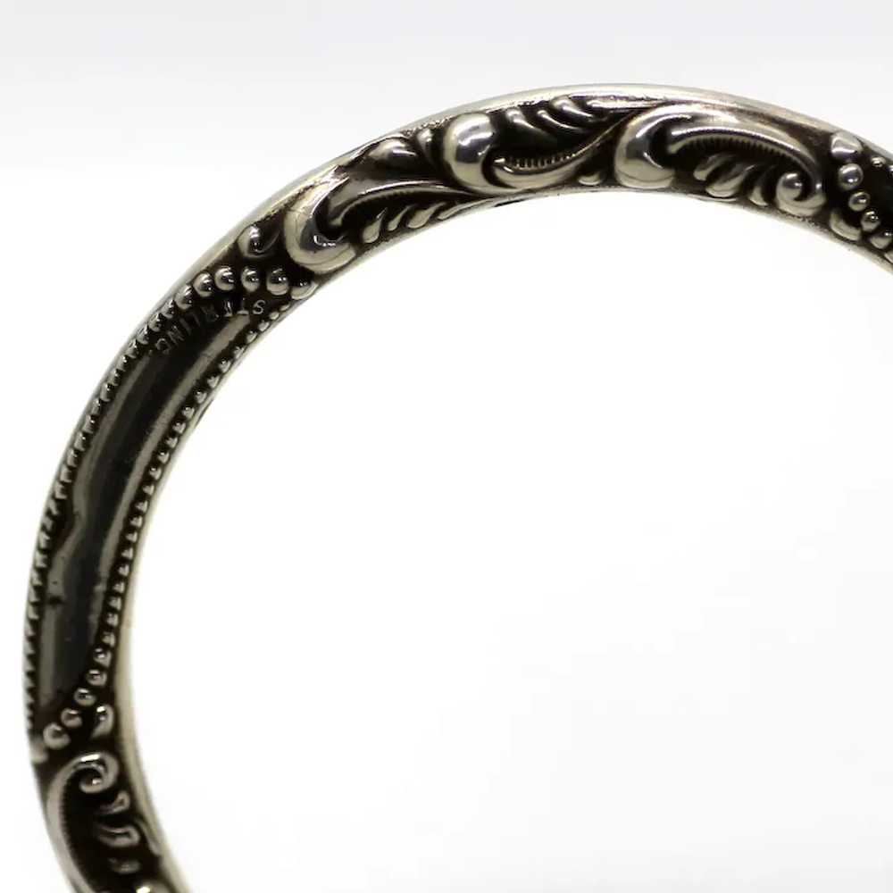 Victorian Sterling Handcrafted Repousse Bangle Br… - image 5