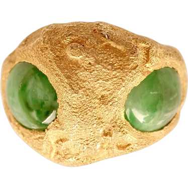 JADEITE ALIEN 2 Stone Gold Ring, Certified Natura… - image 1