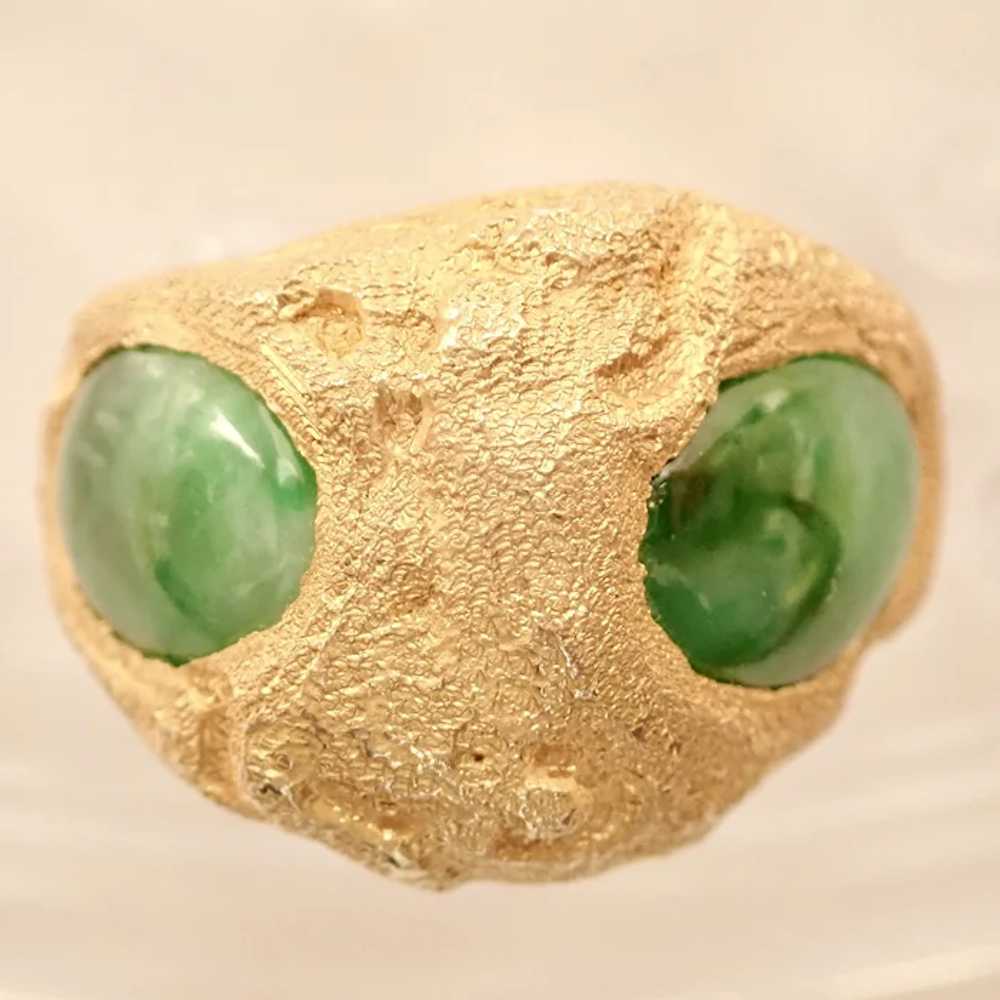 JADEITE ALIEN 2 Stone Gold Ring, Certified Natura… - image 2