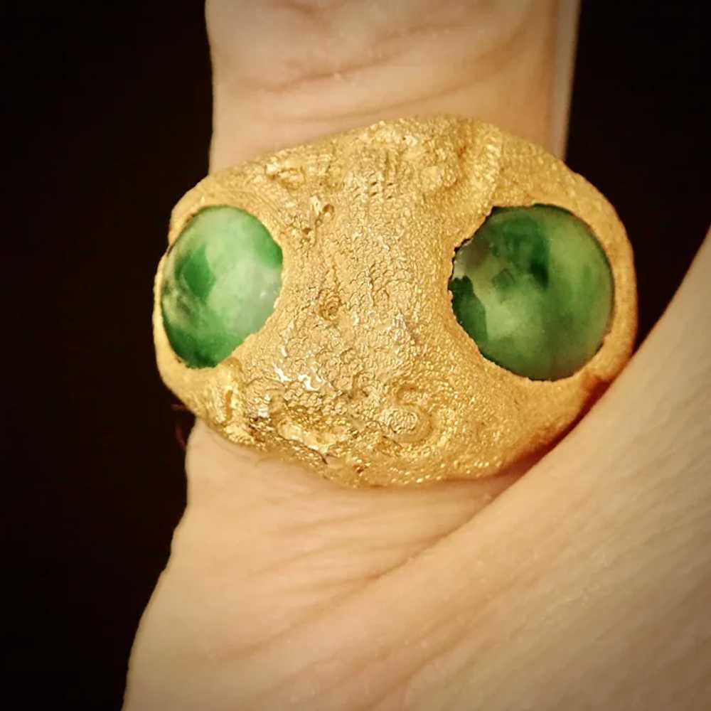 JADEITE ALIEN 2 Stone Gold Ring, Certified Natura… - image 3