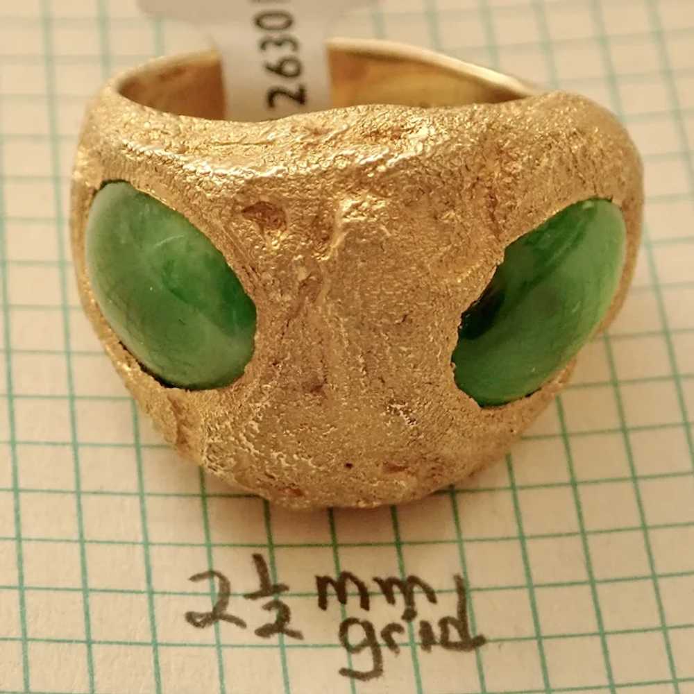 JADEITE ALIEN 2 Stone Gold Ring, Certified Natura… - image 5