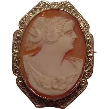 Antique Victorian 14k Cameo Brooch - image 1