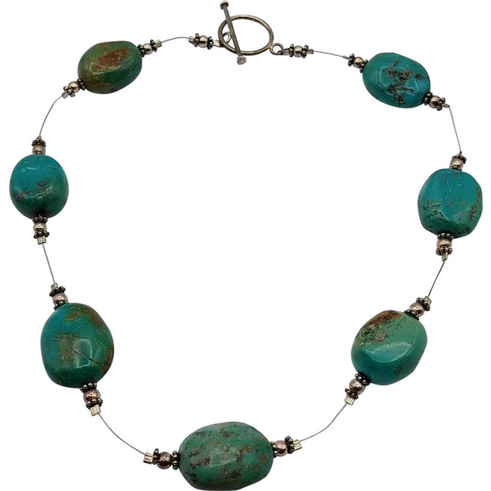 Turquoise Vintage Chunky Choker Necklace - image 1