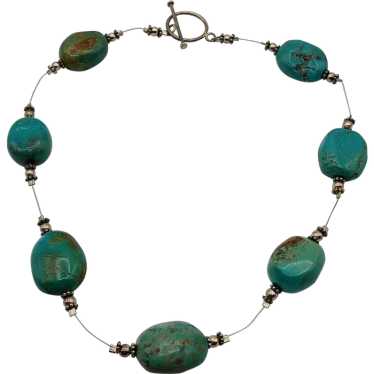 Turquoise Vintage Chunky Choker Necklace - image 1