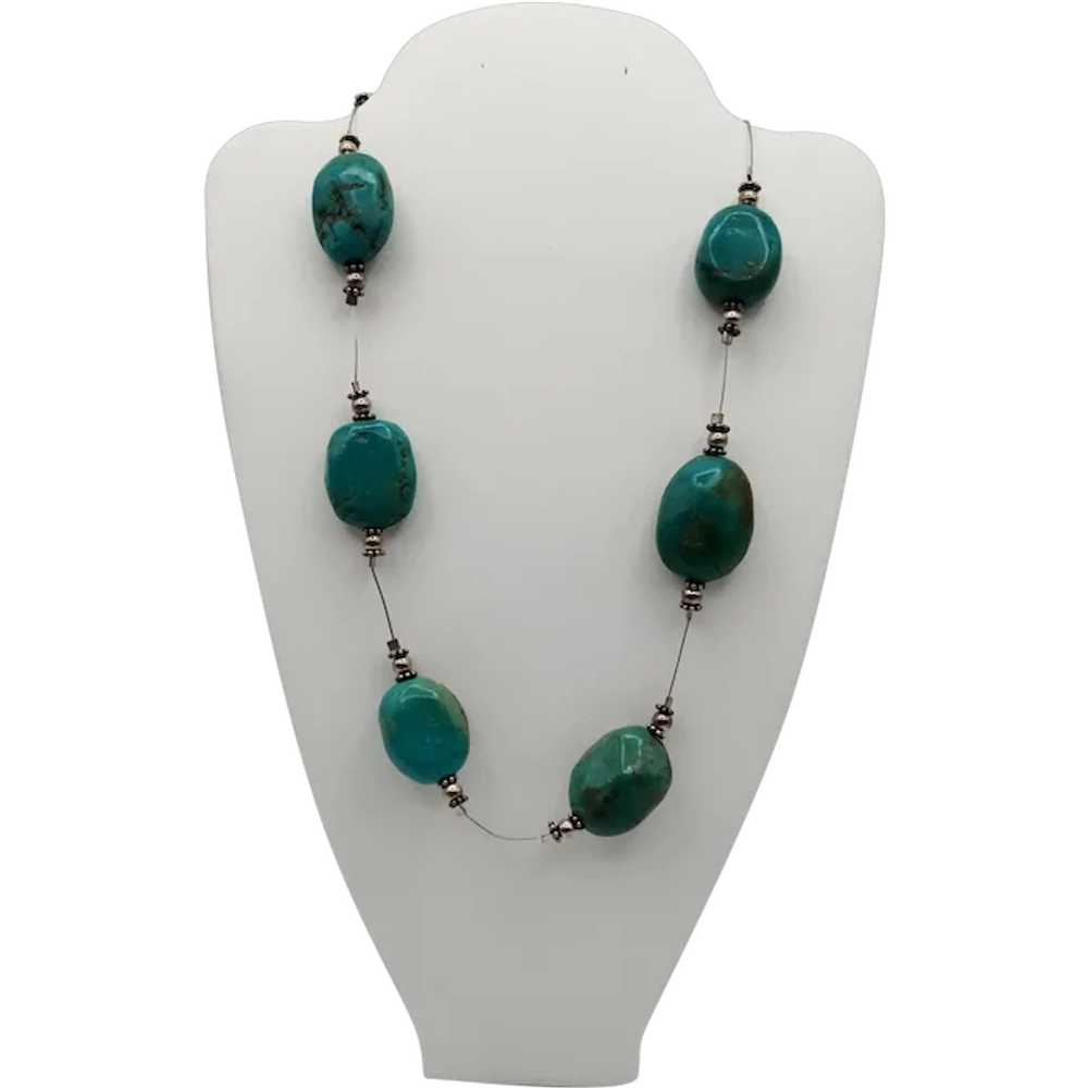 Turquoise Vintage Chunky Choker Necklace - image 2