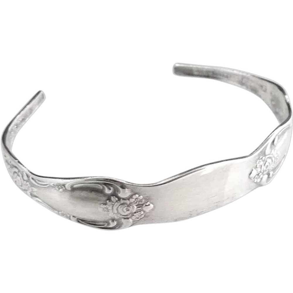 Silver spoon cuff bracelet Wm Rogers - image 1