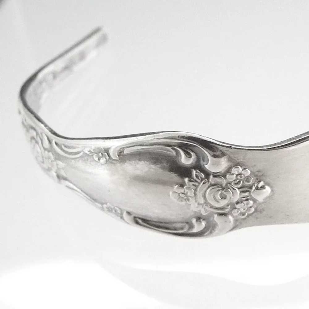 Silver spoon cuff bracelet Wm Rogers - image 2