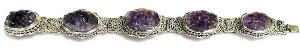 Antique, Chinese, Carved Amethyst & Sterling Silv… - image 2