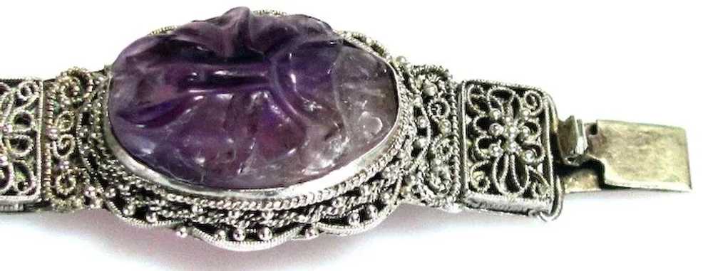 Antique, Chinese, Carved Amethyst & Sterling Silv… - image 6