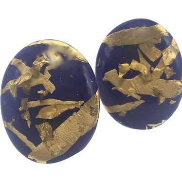1980s Purple and Gold Foil Clip Earrings - image 1