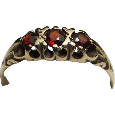 Garnet Ring Three Matching Garnets 9 Carat Gold