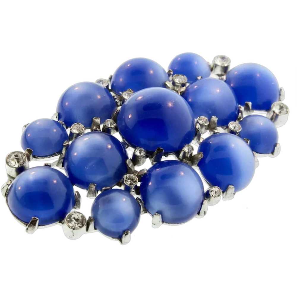 1930s High-Dome Sapphire Blue Moonglow Rhinestone… - image 1