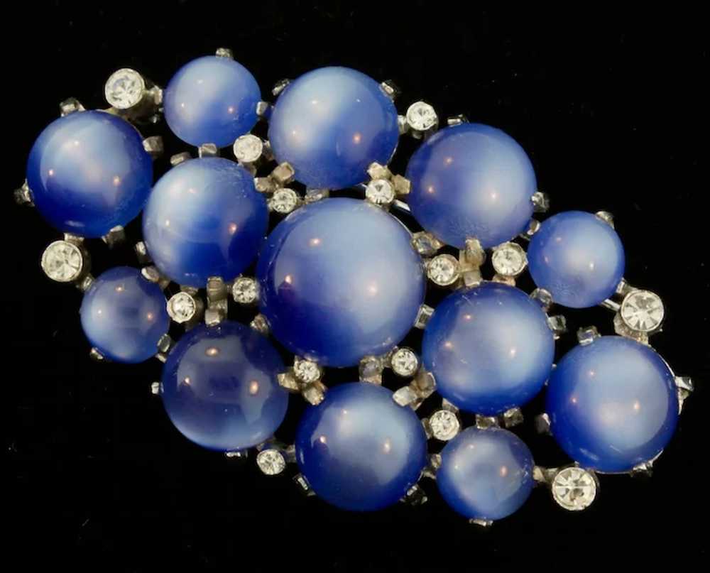 1930s High-Dome Sapphire Blue Moonglow Rhinestone… - image 2