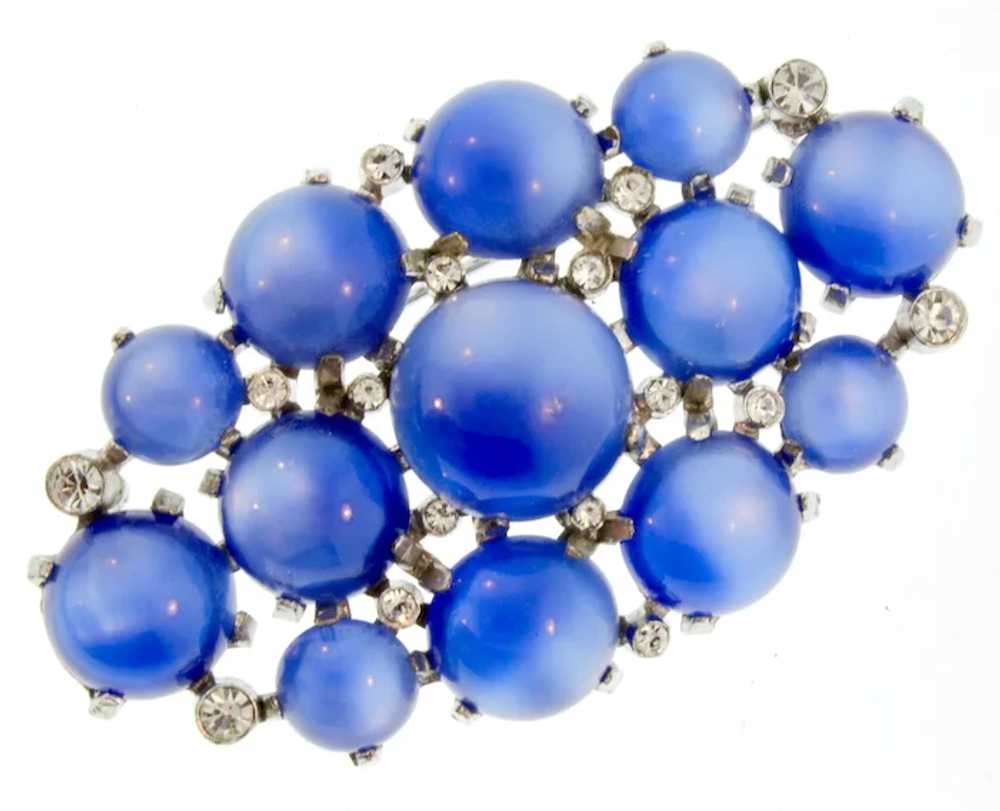 1930s High-Dome Sapphire Blue Moonglow Rhinestone… - image 3