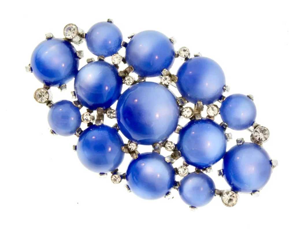 1930s High-Dome Sapphire Blue Moonglow Rhinestone… - image 4