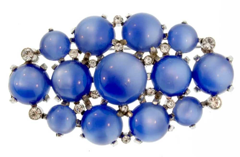1930s High-Dome Sapphire Blue Moonglow Rhinestone… - image 5