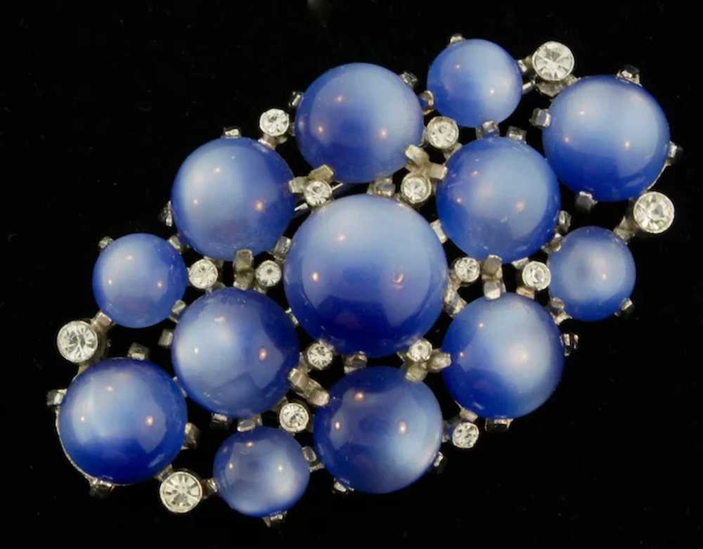 1930s High-Dome Sapphire Blue Moonglow Rhinestone… - image 6