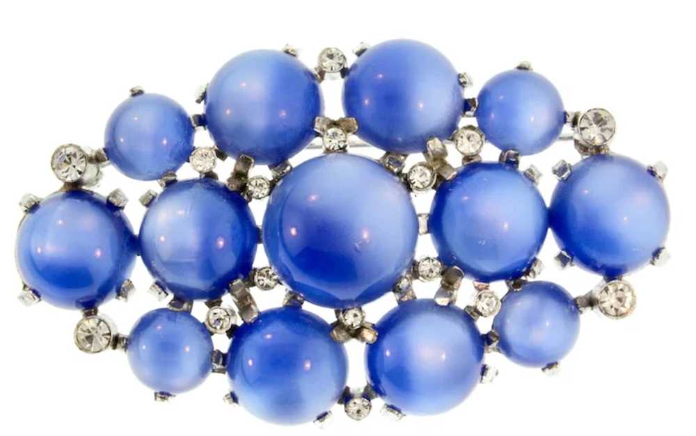 1930s High-Dome Sapphire Blue Moonglow Rhinestone… - image 7